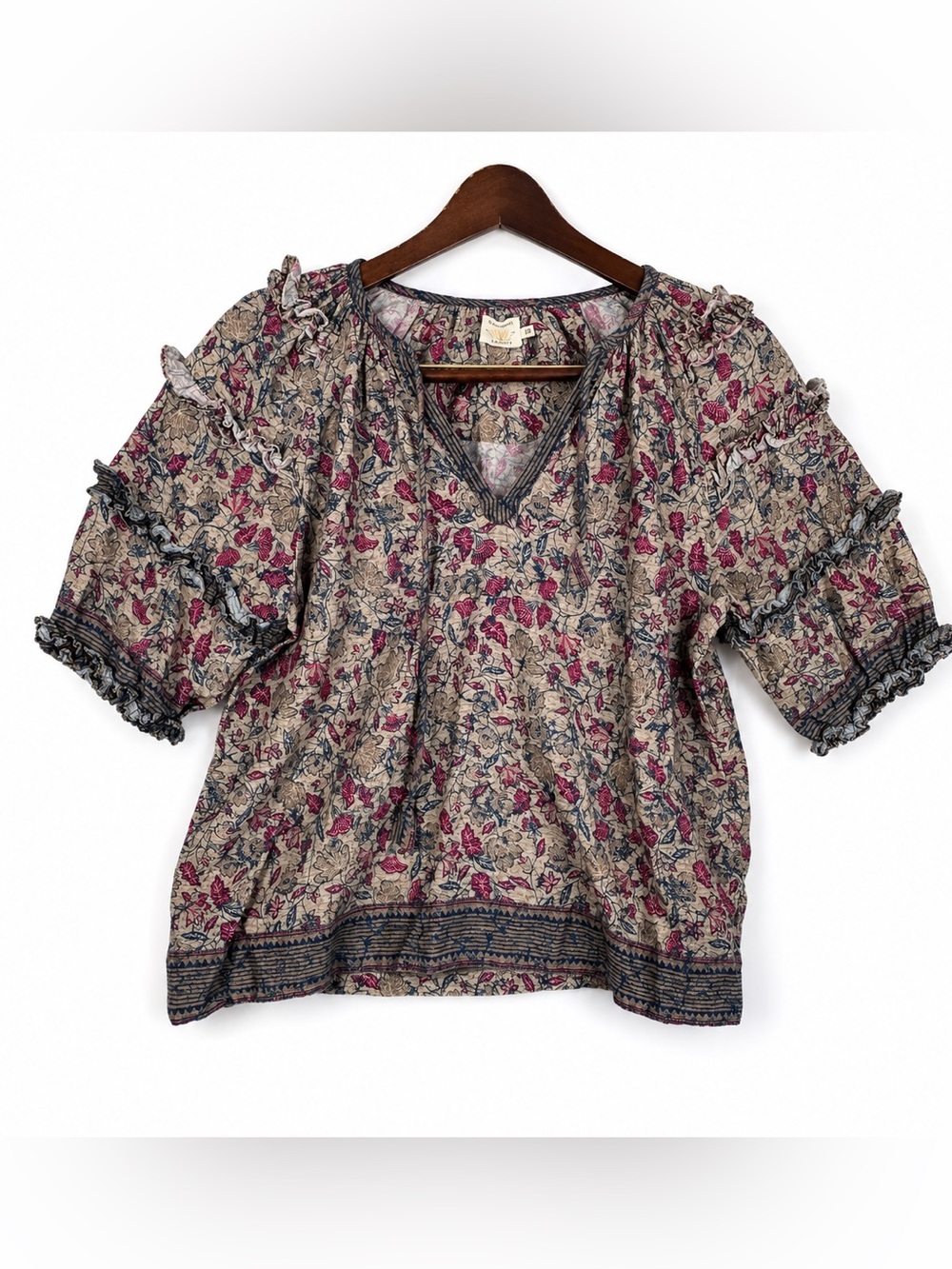 Faherty x B.YELLOWTAIL Organic Cotton Floral Blouse S